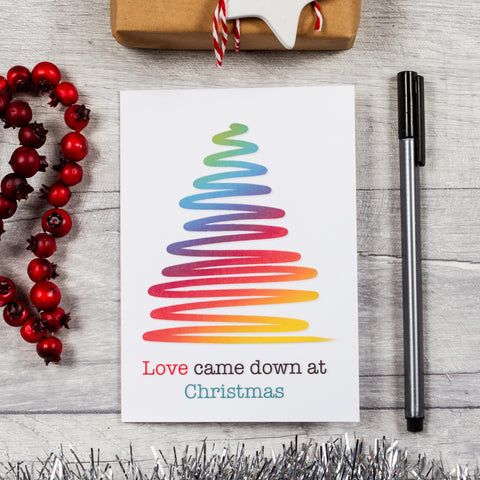 Love came down rainbow tree Christmas card - 8, 12, 16 or 30