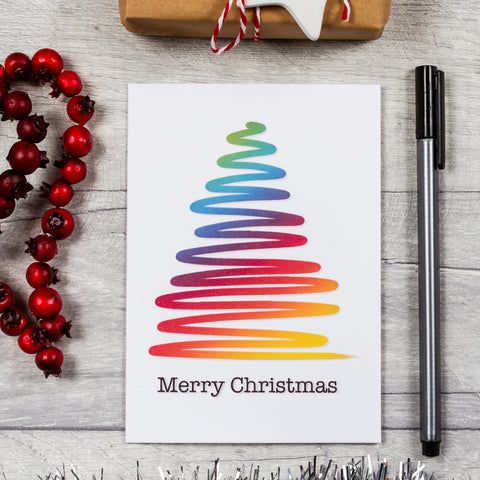 Rainbow Christmas tree card - 8, 12, 16 or 30