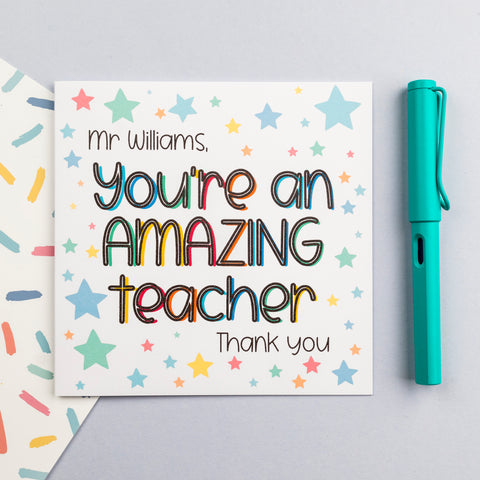 **Personalised** Amazing Teacher Thank You card