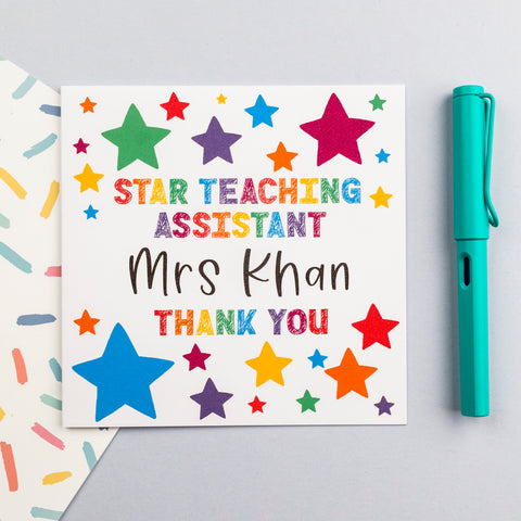 **Personalised** Star Teaching Assistant Thank You card