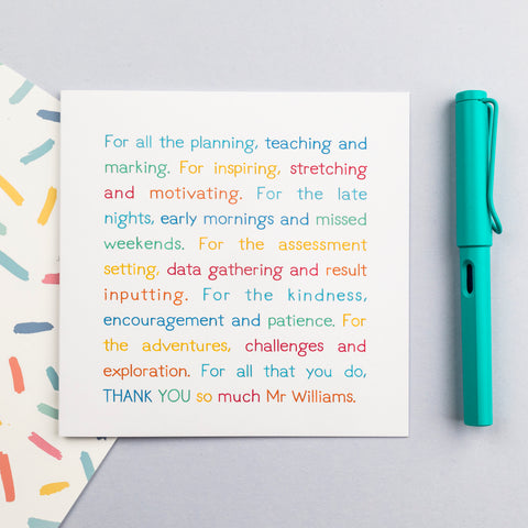 **Personalised** For all the.... teacher thank you card