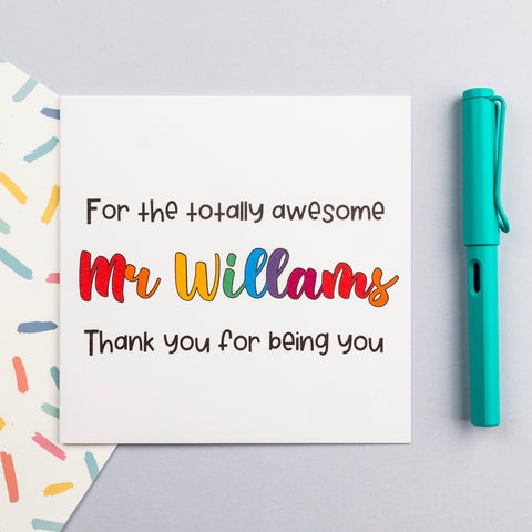 **Personalised** Totally Awesome Teacher Thank You card