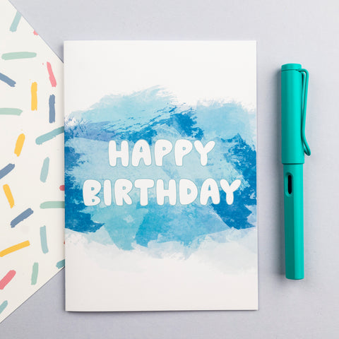 Blue paint birthday card