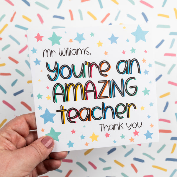 **Personalised** Amazing Teacher Thank You card
