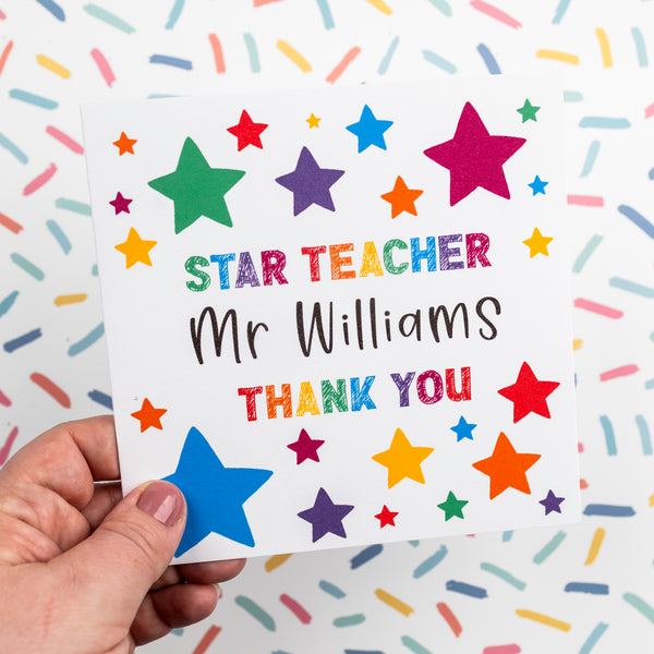 **Personalised** Star Teacher Thank You card