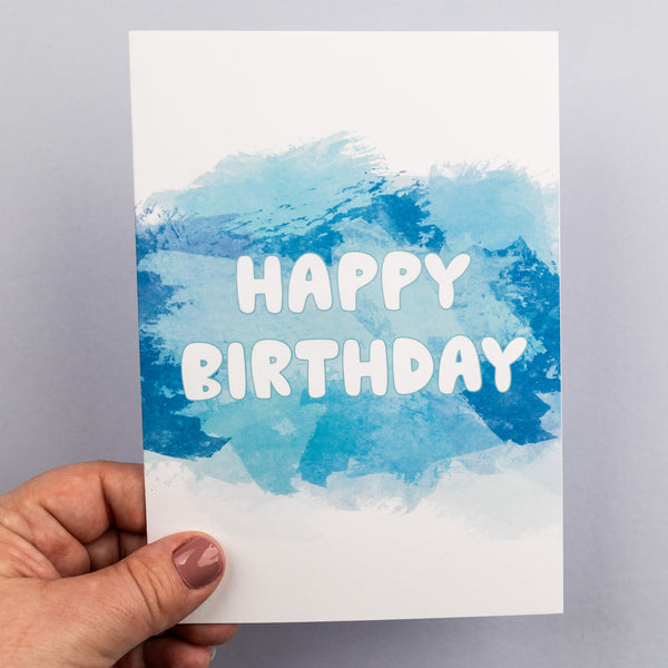 Blue paint birthday card
