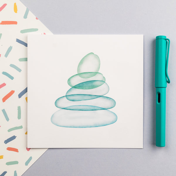 Blue Pebble Stack Card