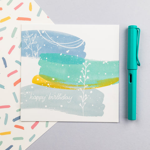 Square Watercolour Birthday Card