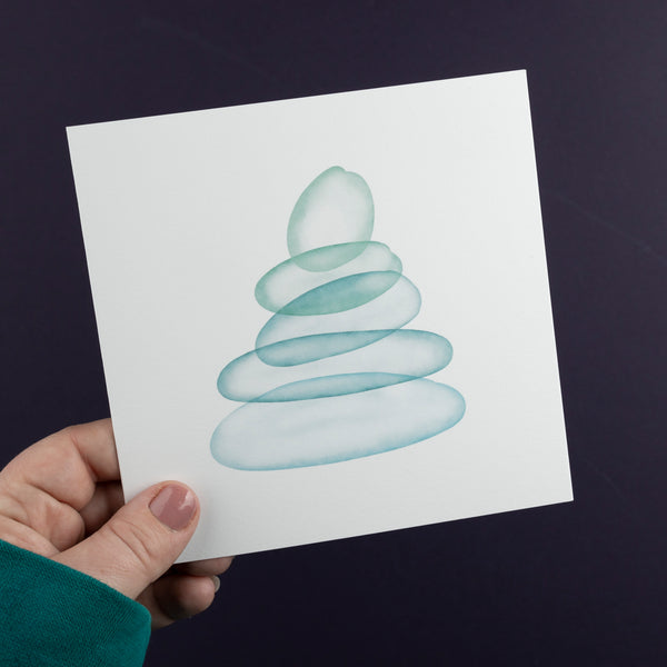 Blue Pebble Stack Card