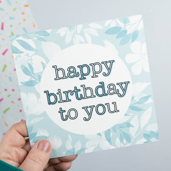 Teal Leaves Birthday card - 3 options