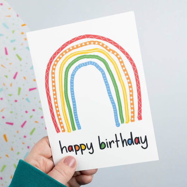 Patterned rainbow birthday card