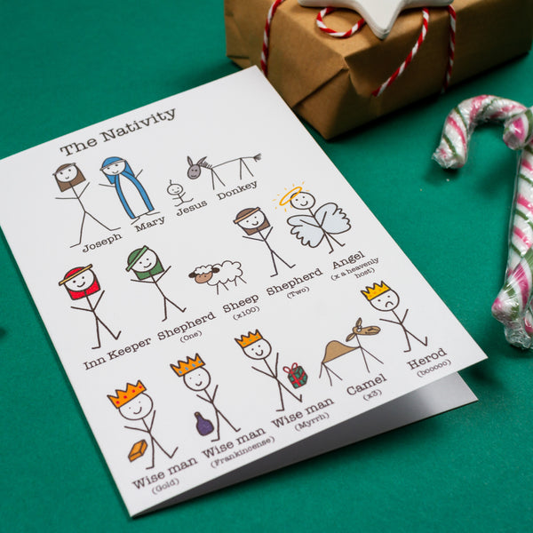 The stick people nativity card - 8, 12, 16 or 30